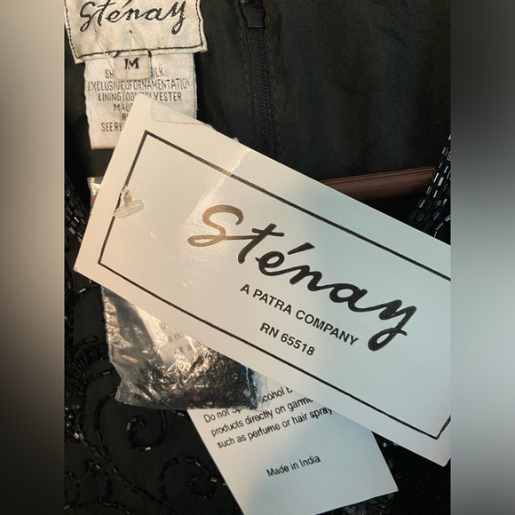 Vintage Stenay beaded silk top Black Sz Medium New with Tags - Picture 6 of 12